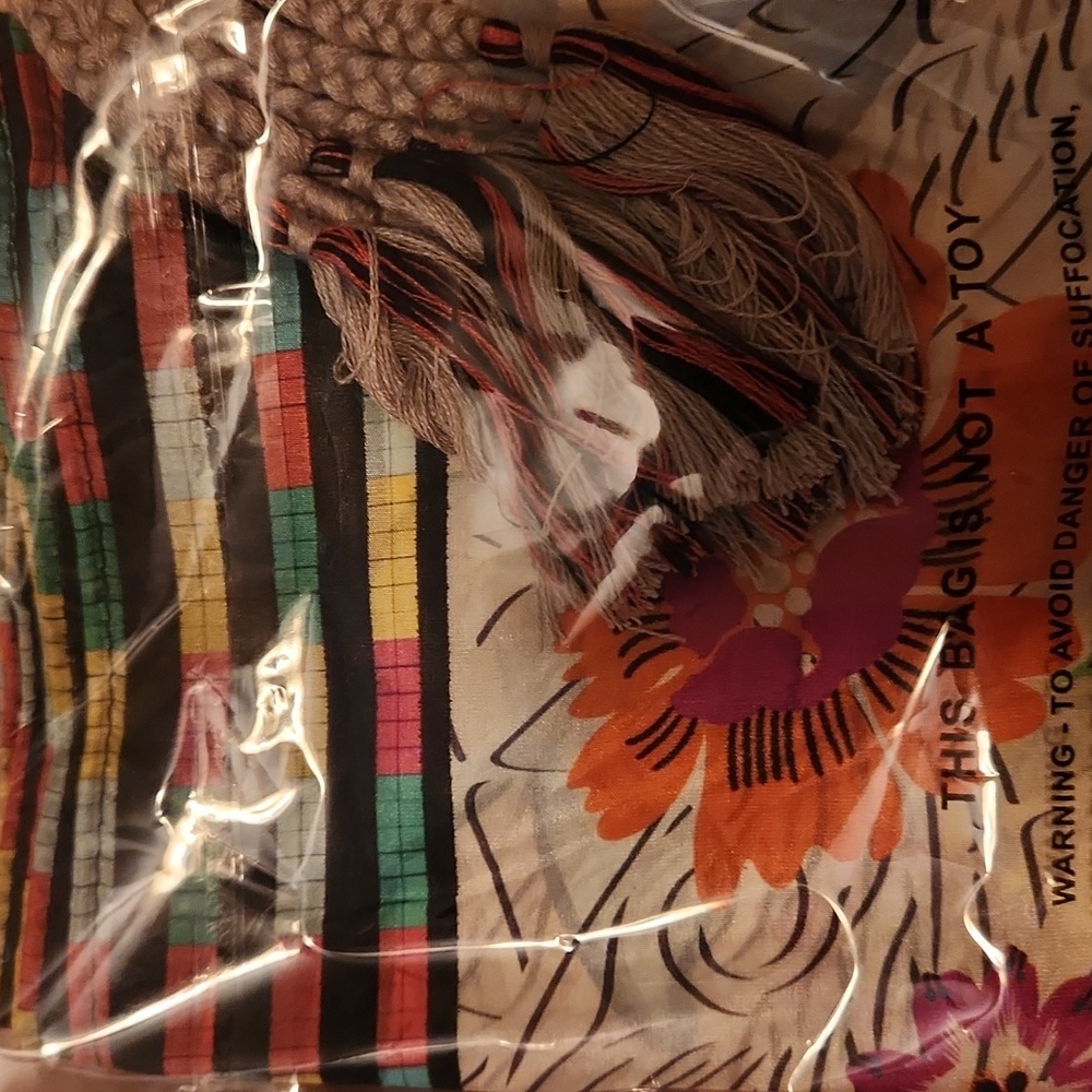 Johnny Was Multicolor Butterfly and Stripe Scarf - Picture 8 of 10